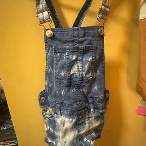 Justice Blue and White Tie-Dye Shortalls (Overalls)